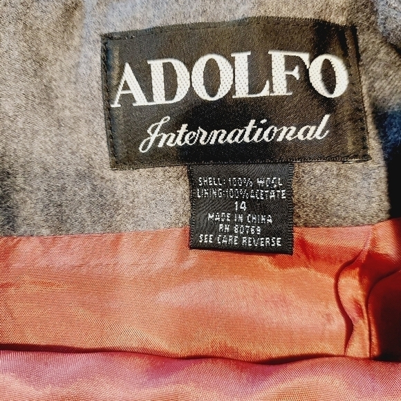 Vintage Adolfo 100% Wool Pencil Skirt Size 14 Pleated Front Lined Back Zip EUC - Picture 10 of 11